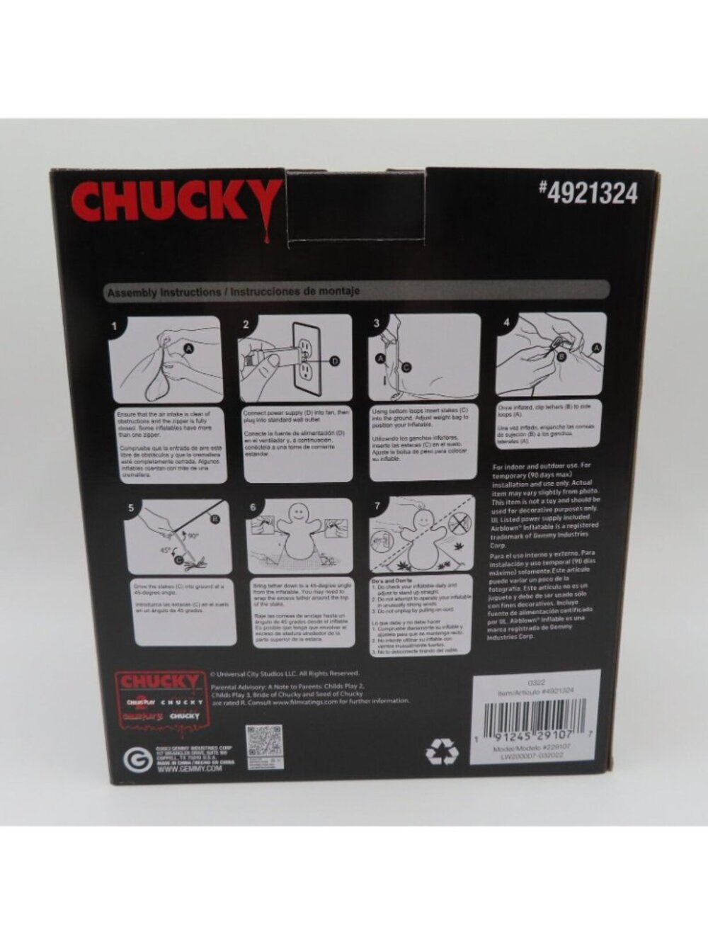 Gemmy Chucky Childs Play 3.5 Feet Tall LED Lighted Inflatable Halloween 2022 NEW - Picture 6 of 12